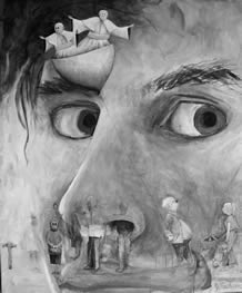 When the Popes Get in Your Eyes  110 x 100cm acrylic on canvas, 2005 